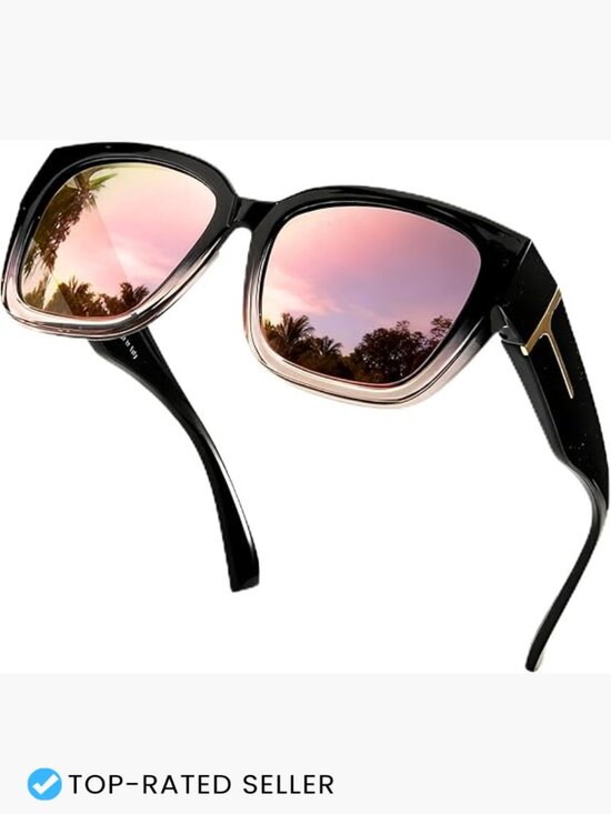 Mirrored Square Sunglasses Polarized Fit Over Glasses UV400 Protection Large main image 7